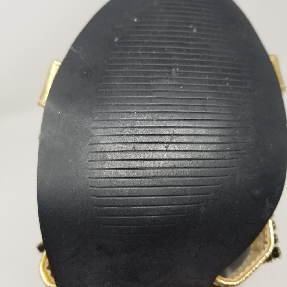 Red Circle Gold Crystals Ankle Stilettos Heels Zipper Back Blekis Women's Size 9 - Picture 13 of 16